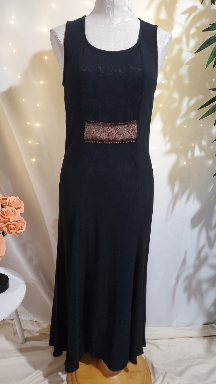 Spencer Alexis Vintage 90s Gauze Maxi Dress Womens Size 6 Witchy Goth Boho USA